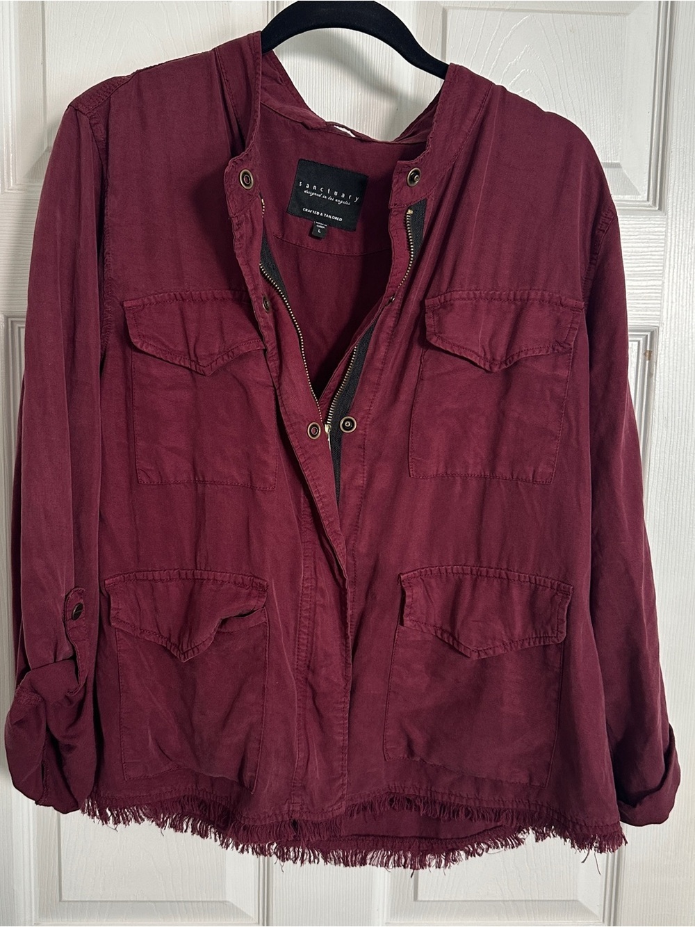 Sanctuary Wine Utility Jacket With Button-Front View 2